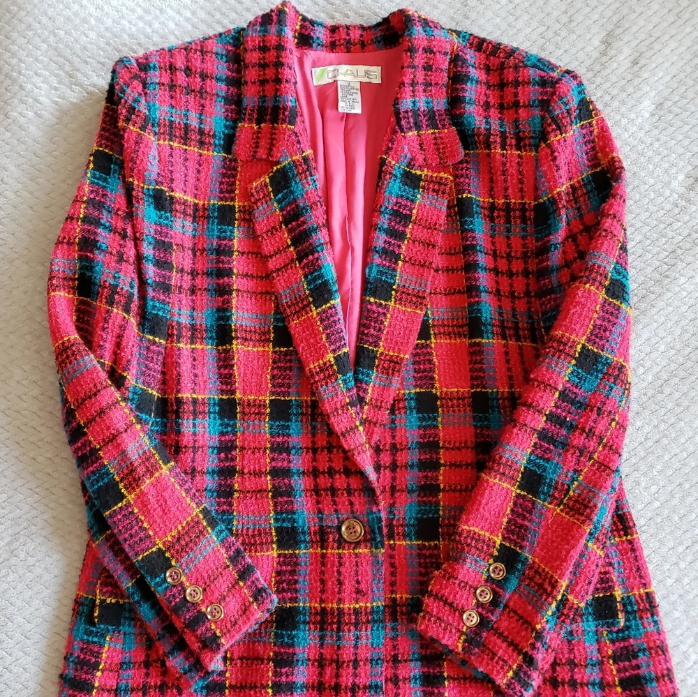 Vintage CHAUS Long Magenta Tweed Blazer - Picture 13 of 16